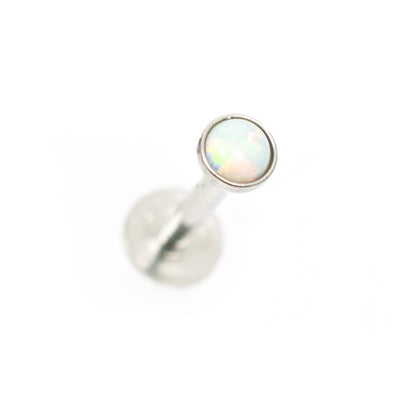 Surgical Steel 16 Gauge Labret Stud with Opalite Gem and Enamel Back - photo 14