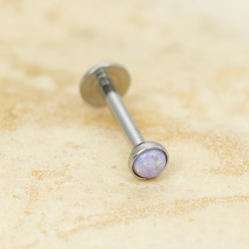 Surgical Steel 16 Gauge Labret Stud with Opalite Gem and Enamel Back - photo 16