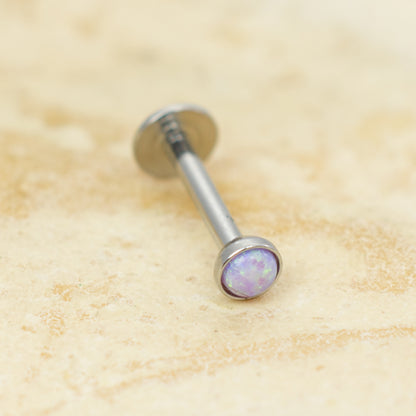 Surgical Steel 16 Gauge Labret Stud with Opalite Gem and Enamel Back - photo 16