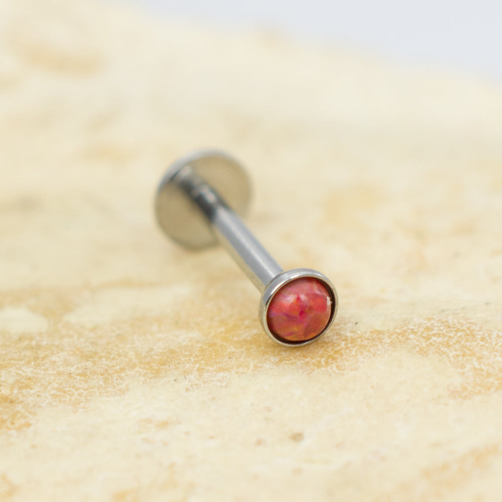 Surgical Steel 16 Gauge Labret Stud with Opalite Gem and Enamel Back - photo 10