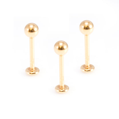 Surgical Steel 14 Gauge Gold Plated Monroe Labret Studs - 3 Pack