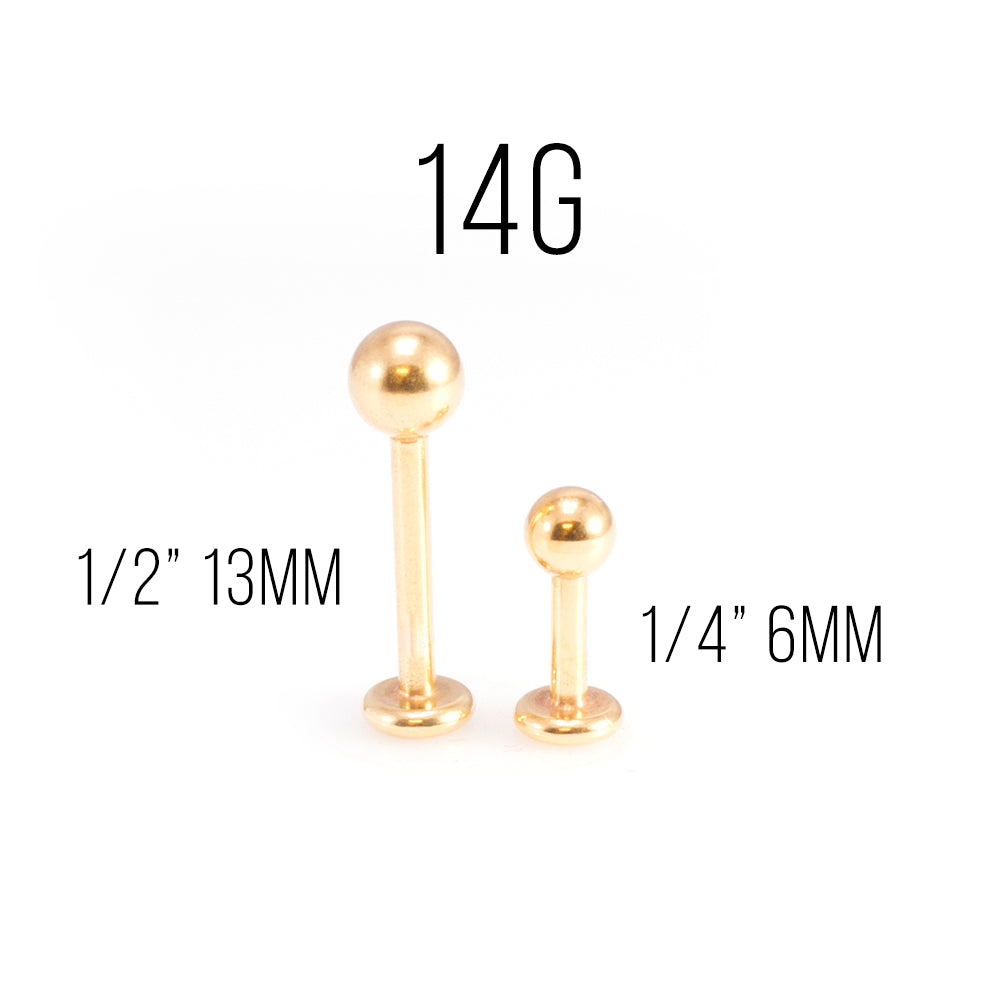Surgical Steel 14 Gauge Gold Plated Monroe Labret Studs - 3 Pack - photo 2