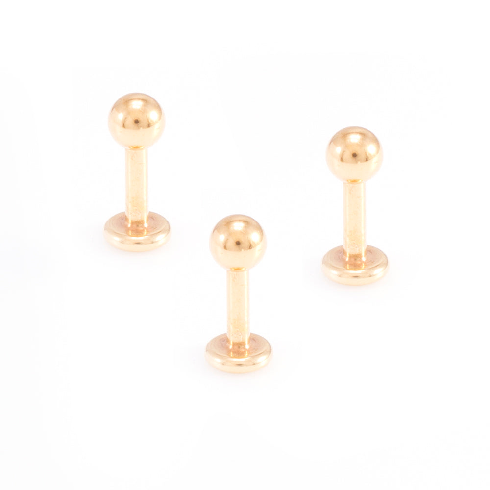 Surgical Steel 14 Gauge Gold Plated Monroe Labret Studs - 3 Pack - photo 3