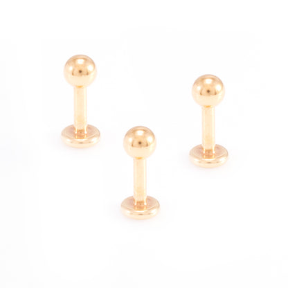 Surgical Steel 14 Gauge Gold Plated Monroe Labret Studs - 3 Pack - photo 3