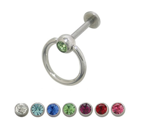 Surgical Steel 14 Gauge Labret Monroe with Jeweled Door Knocker