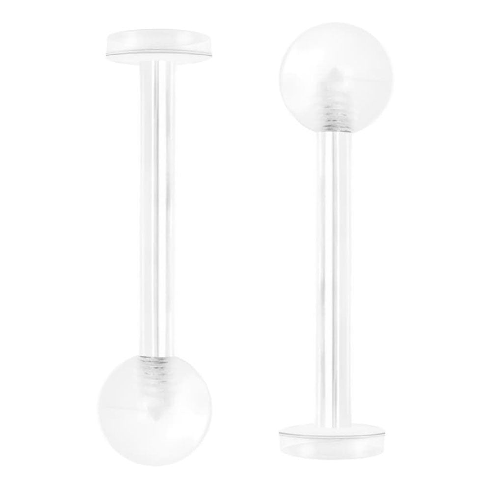 Clear Acrylic Bioflex Retainer Labret Stud 14 Gauge 16mm - photo 2