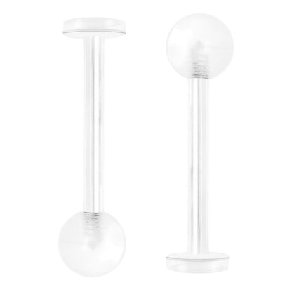 Clear Acrylic Bioflex Retainer Labret Stud 14 Gauge 16mm - photo 2