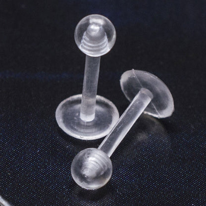 Clear Acrylic Flat Back Labret Retainer 16 Gauge - 8mm