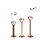 14K Solid Rose Gold Push In Labret with Clear CZ