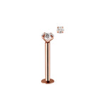 14K Solid Rose Gold Push In Labret with Clear CZ