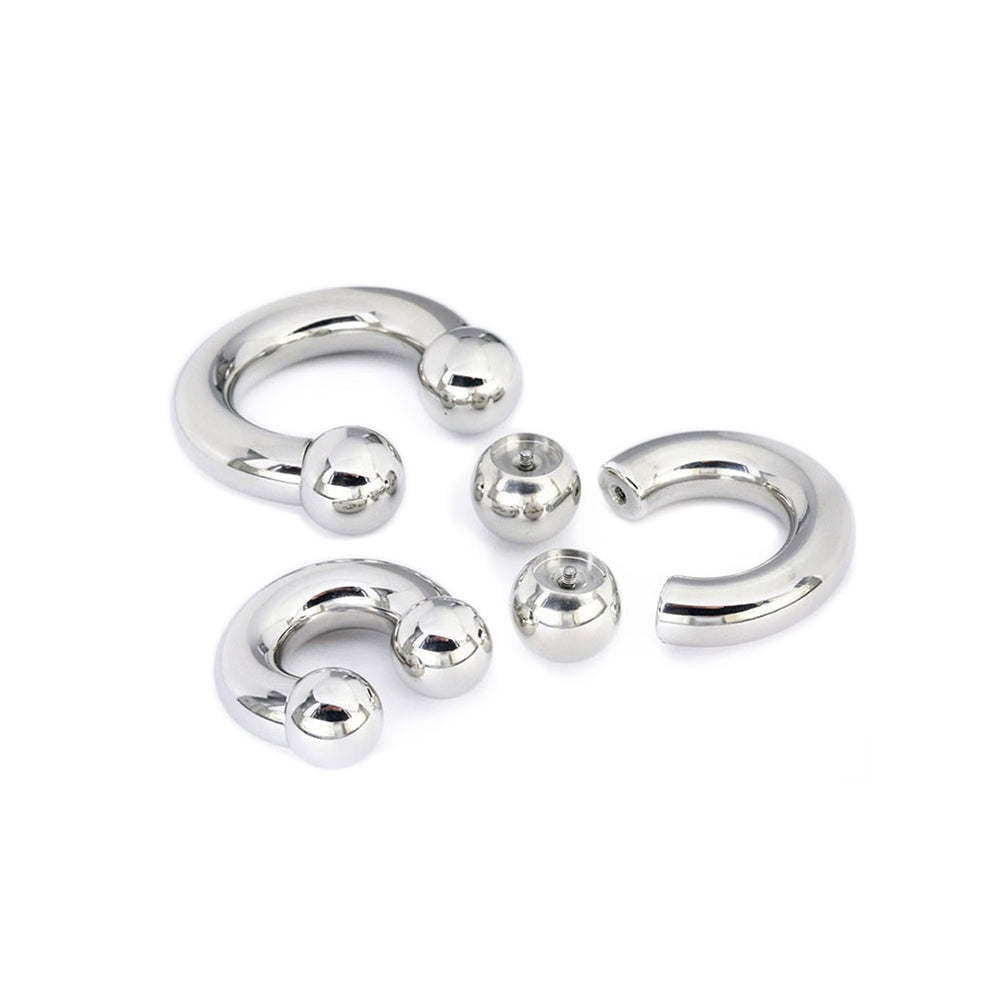 Surgical Steel 2 to 00 Gauge Horseshoe Circular Barbell with Ball Ends