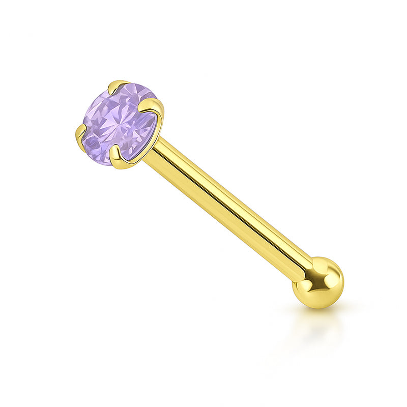 14K Solid Gold Nose Bone Stud 22G 6mm with CZ Top - photo 10
