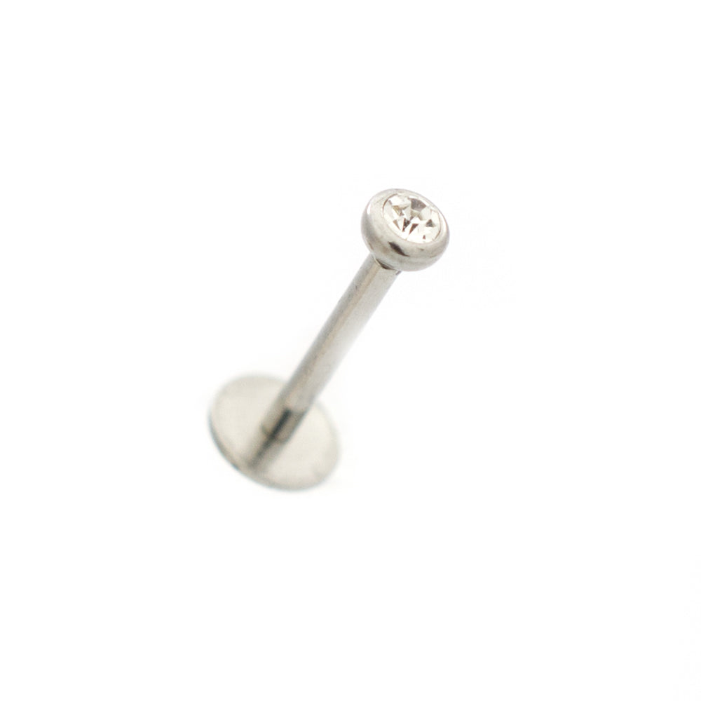 Surgical Steel 18 Gauge Press Fit Labret Studs with Clear CZ - Pair - photo 5