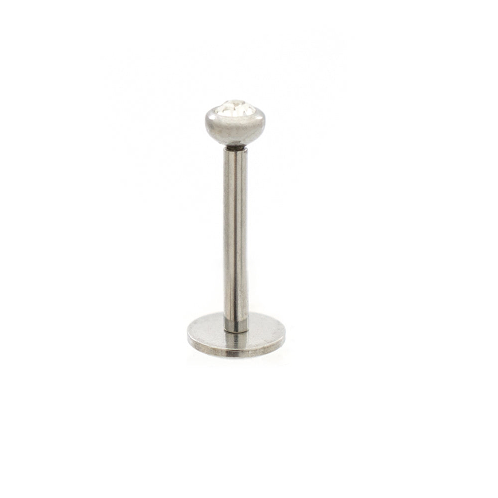 Surgical Steel 18 Gauge Press Fit Labret Studs with Clear CZ - Pair - photo 6