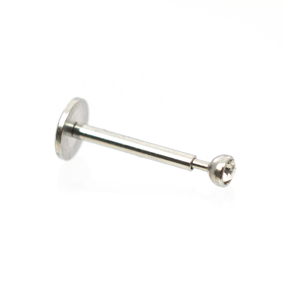 Surgical Steel 18 Gauge Press Fit Labret Studs with Clear CZ - Pair - photo 2