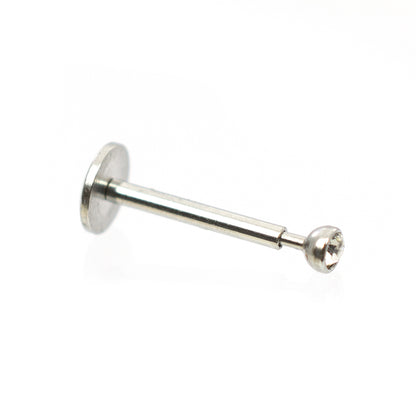 Surgical Steel 18 Gauge Press Fit Labret Studs with Clear CZ - Pair - photo 2