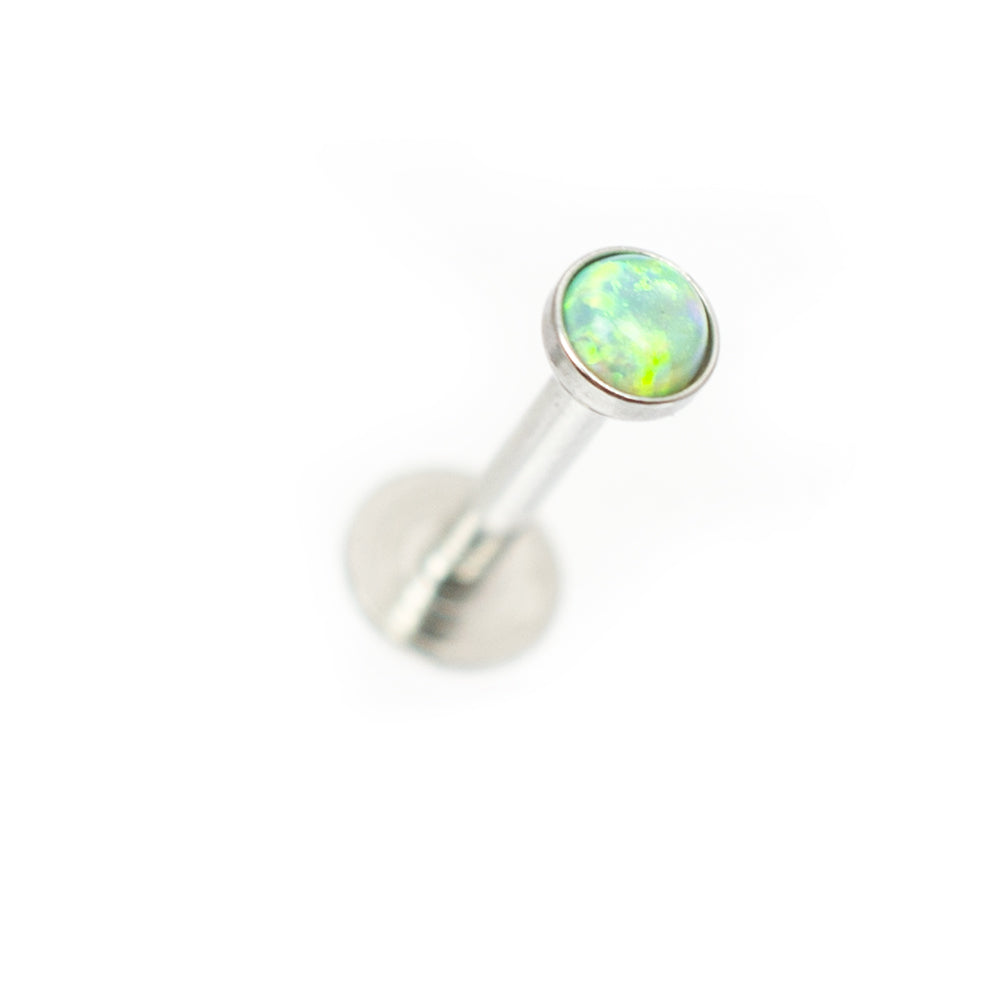 Surgical Steel 16 Gauge Labret Stud with Opalite Gem and Enamel Back - photo 5