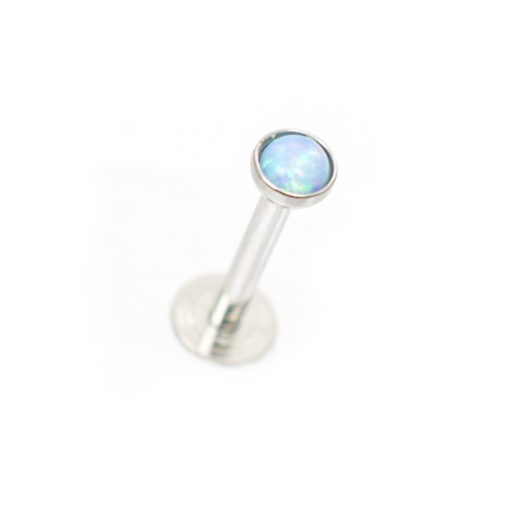 Surgical Steel 16 Gauge Labret Stud with Opalite Gem and Enamel Back - photo 7