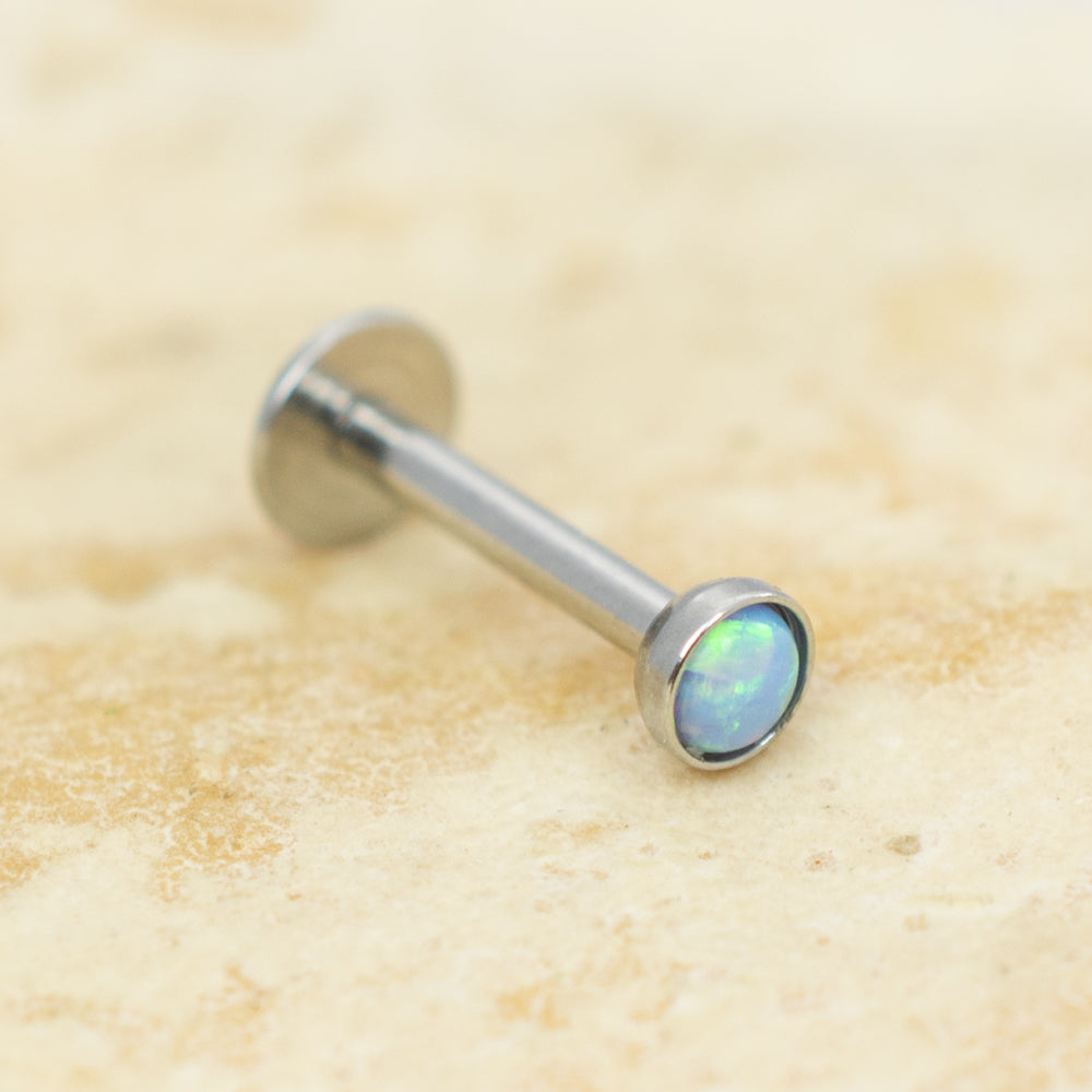 Surgical Steel 16 Gauge Labret Stud with Opalite Gem and Enamel Back - photo 8