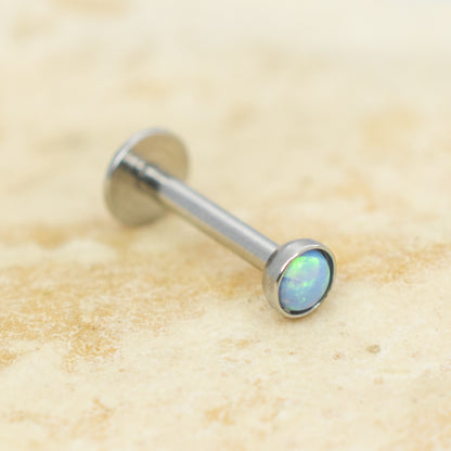Surgical Steel 16 Gauge Labret Stud with Opalite Gem and Enamel Back - photo 8