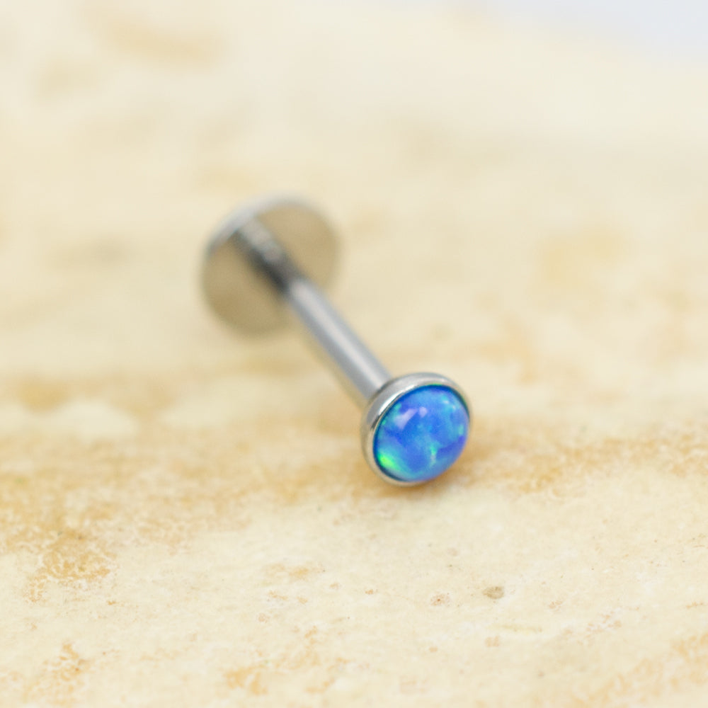 Surgical Steel 16 Gauge Labret Stud with Opalite Gem and Enamel Back - photo 4