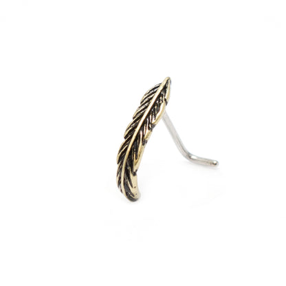 Surgical Steel 20 Gauge Gold Leaf L-Bend Nose Crawler - photo 2