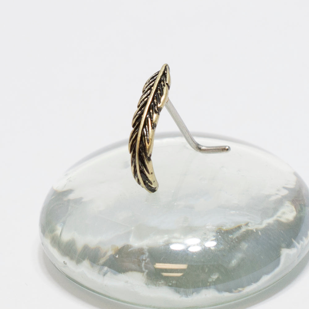 Surgical Steel 20 Gauge Gold Leaf L-Bend Nose Crawler - photo 3