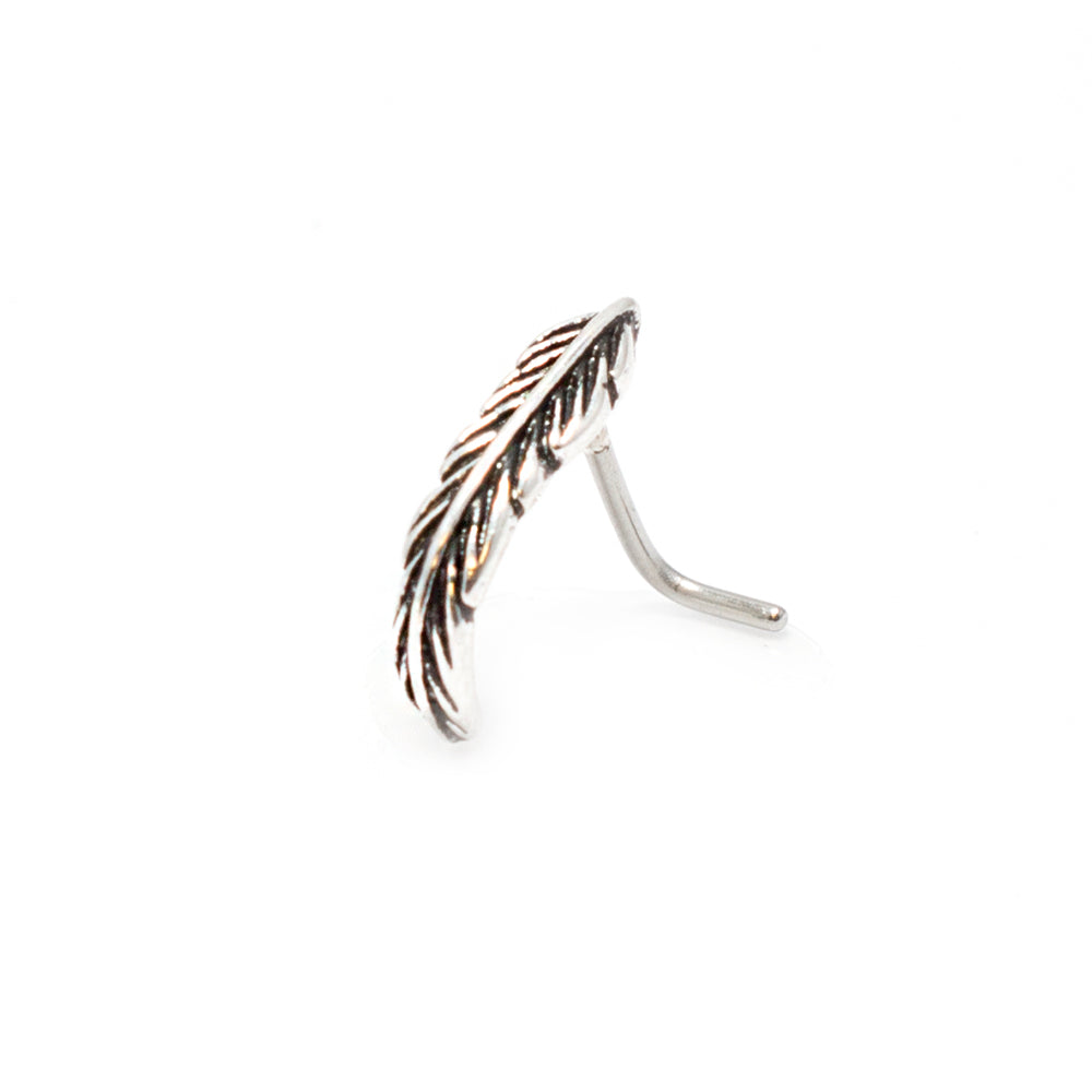 Surgical Steel 20 Gauge Silver Leaf L-Bend Nose Crawler - photo 2