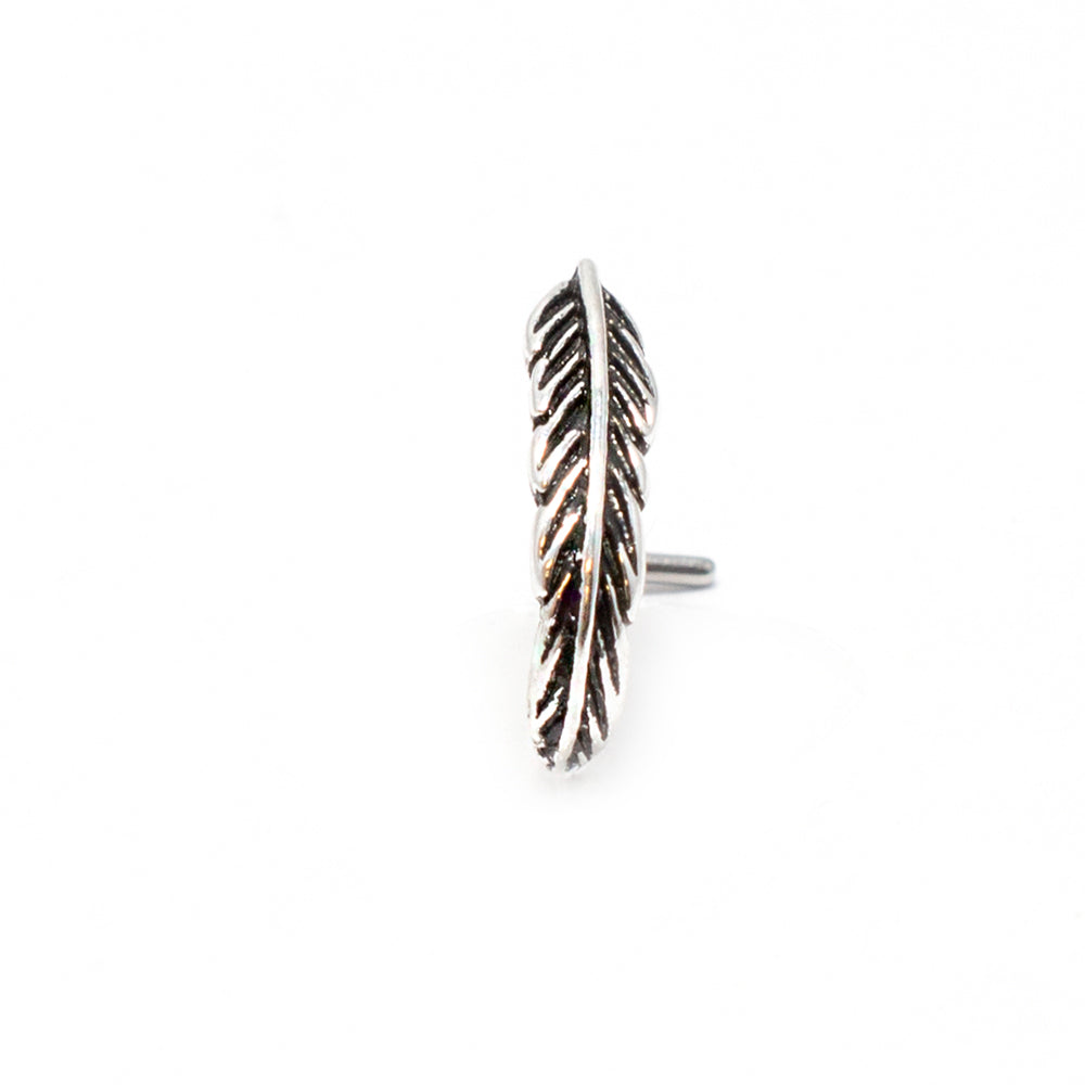 Surgical Steel 20 Gauge Silver Leaf L-Bend Nose Crawler