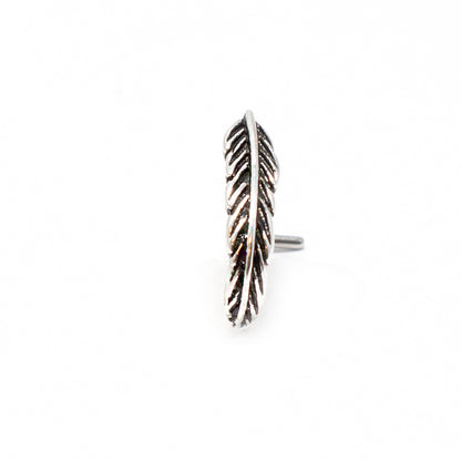 Surgical Steel 20 Gauge Silver Leaf L-Bend Nose Crawler