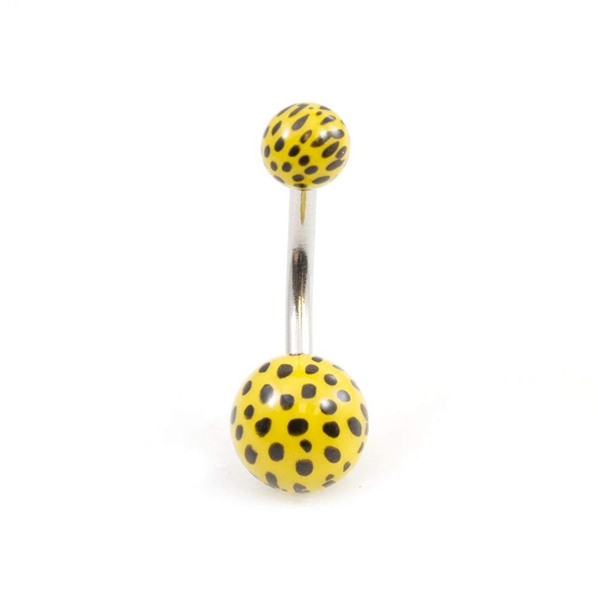 Surgical Steel Belly Button Ring 14G 10mm with Leopard Acrylic Ball