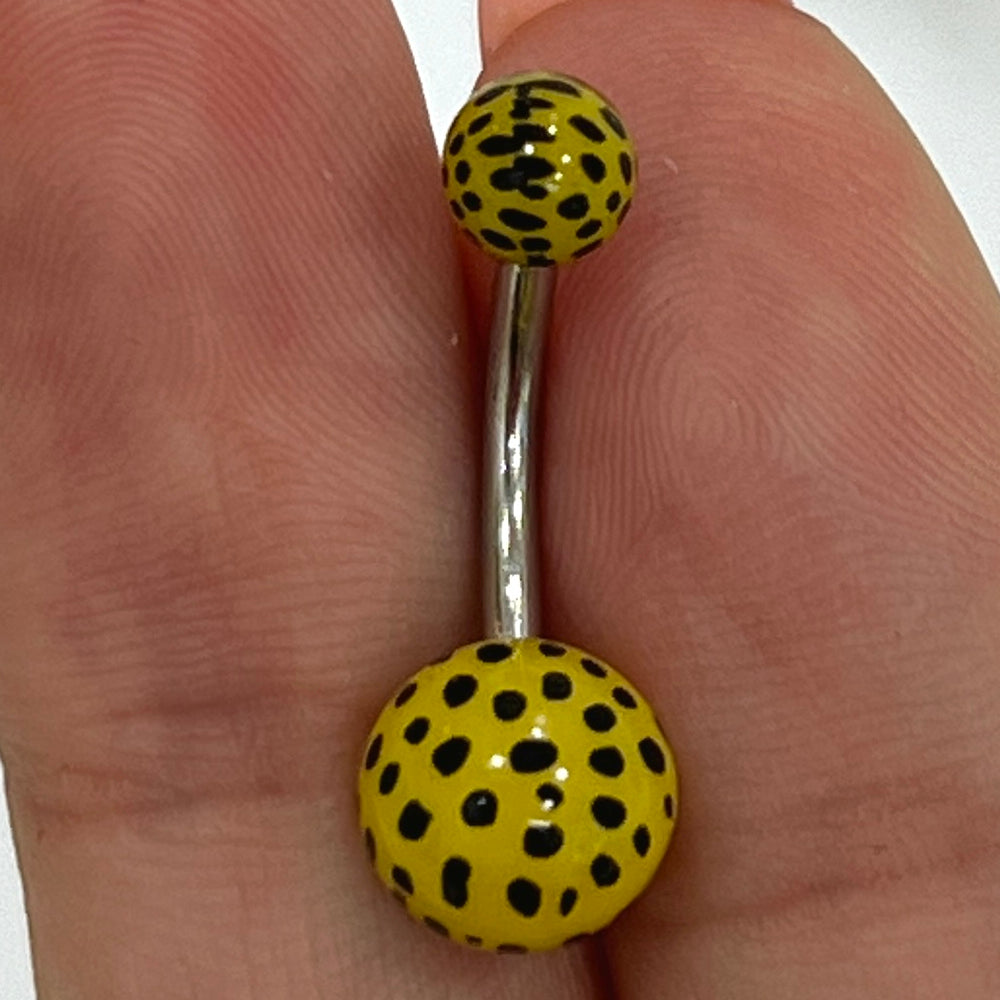 Surgical Steel Belly Button Ring 14G 10mm with Leopard Acrylic Ball - photo 7