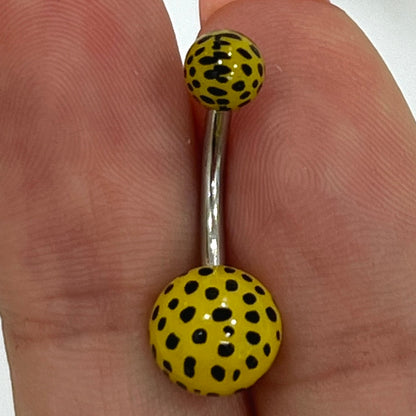 Surgical Steel Belly Button Ring 14G 10mm with Leopard Acrylic Ball - photo 7