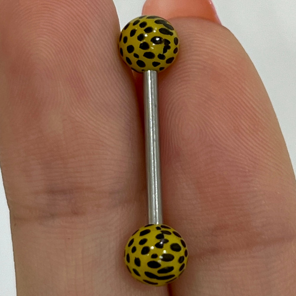 Surgical Steel or Titanium Barbell 14G 16mm with Leopard or Zebra Ball - photo 2
