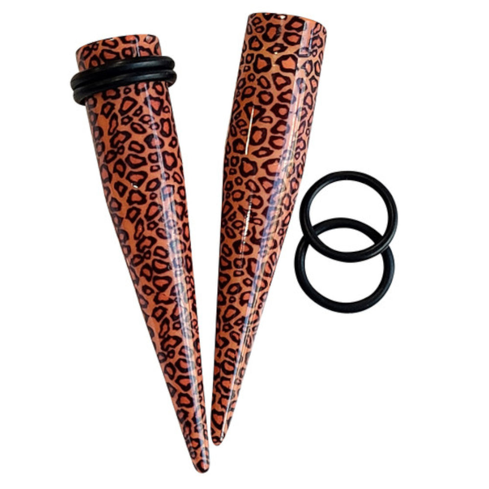 Acrylic 8G to 5/8" Leopard Print Ear Tapers Stretching Kit - 18 Pack