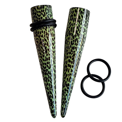Acrylic Green Leopard Taper Stretching Kit 8G to 5/8 Inch - 18 Pack - photo 2