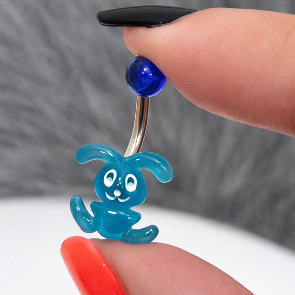 Surgical Steel 14 Gauge Belly Ring with Acrylic Bunny - photo 6