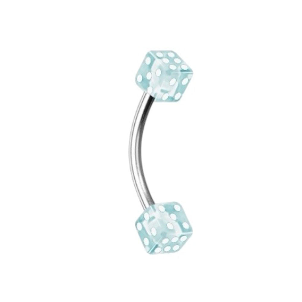 Surgical Steel Curved Barbell 16G with UV Acrylic Dice - 10 Colors - photo 9