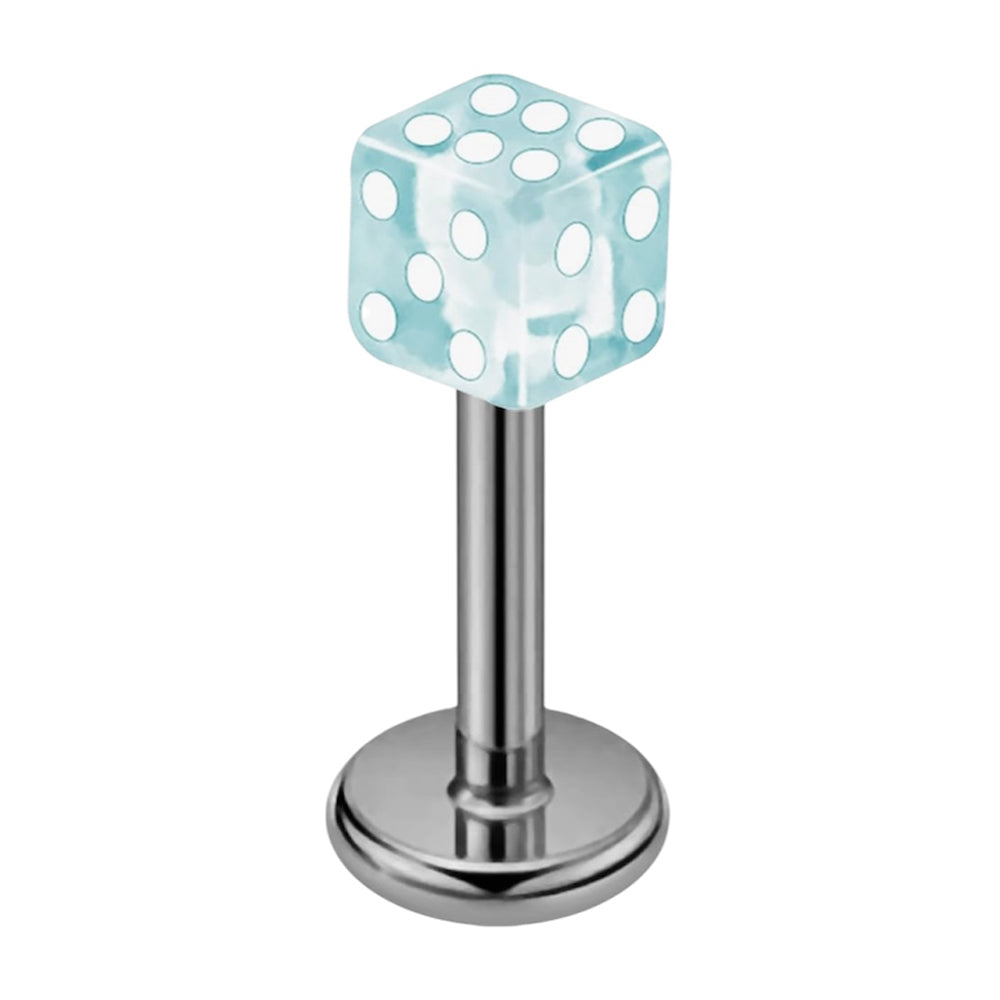 Surgical Steel 16 Gauge Flat Back Labret Stud with Acrylic Dice - photo 7