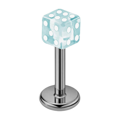 Surgical Steel 16 Gauge Flat Back Labret Stud with Acrylic Dice - photo 7