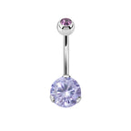 Surgical Steel 14 Gauge Crystal CZ Belly Button Ring