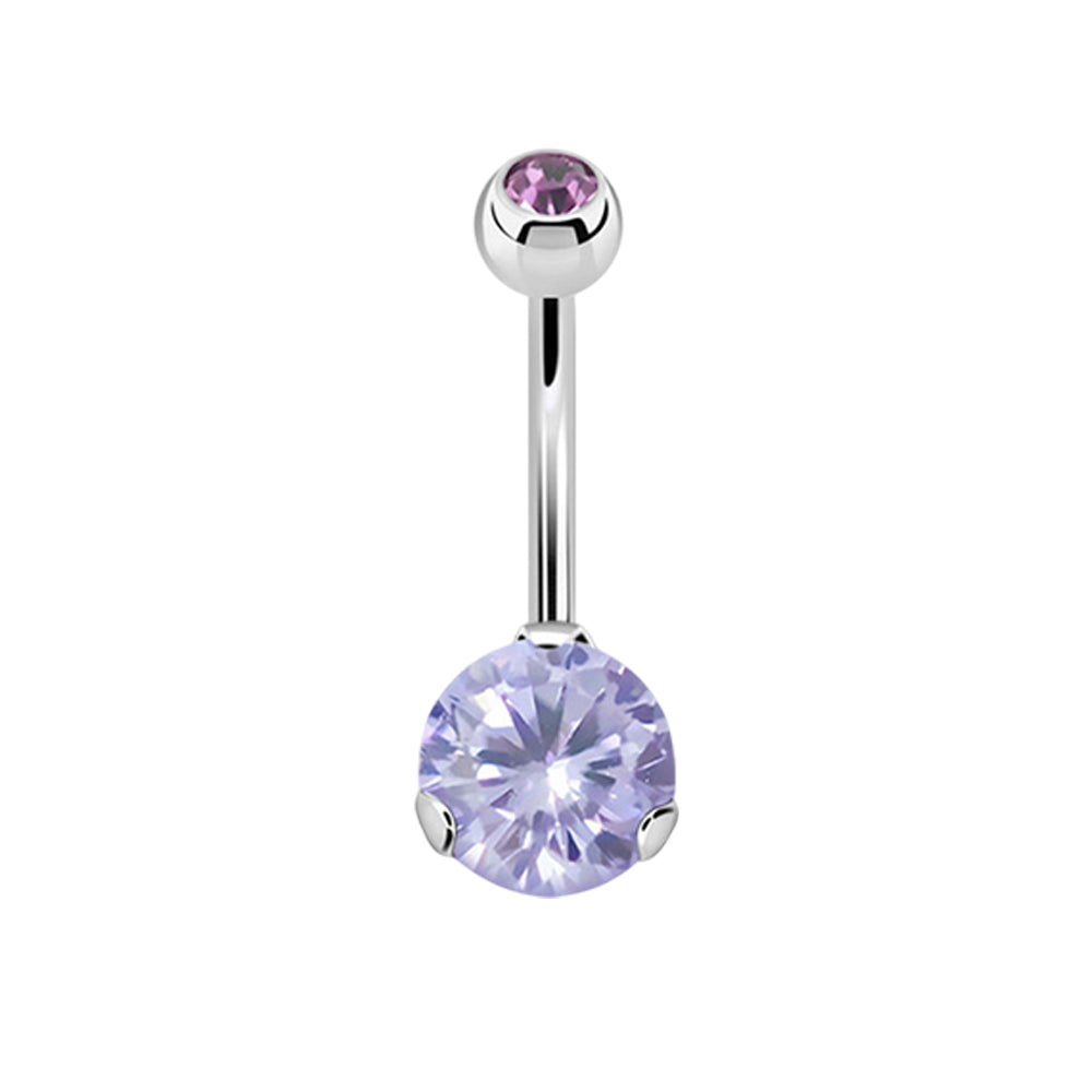 Surgical Steel 14 Gauge Crystal CZ Belly Button Ring