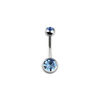 Titanium 14 Gauge Double CZ Belly Button Ring 14mm