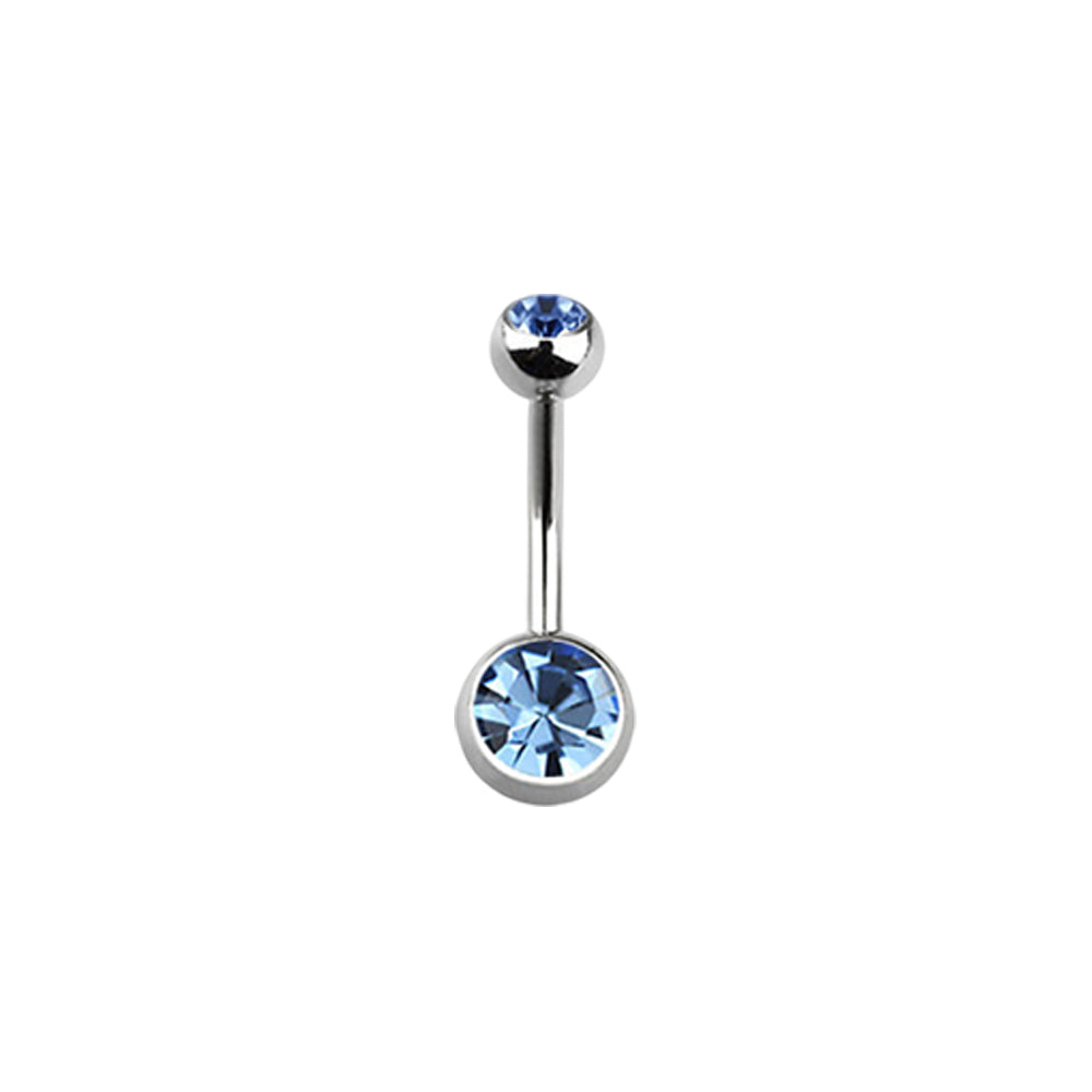 Titanium 14 Gauge Double CZ Belly Button Ring 14mm