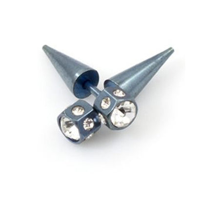 Surgical Steel 16 Gauge Crystal CZ Fake Taper Ear Gauges - Pair - photo 4