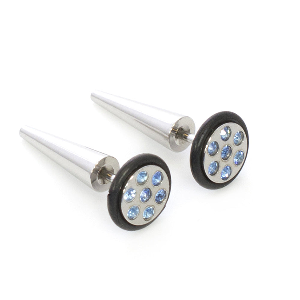 Surgical Steel 16 Gauge Fake Taper Ear Gauges with CZ - Pair - photo 7