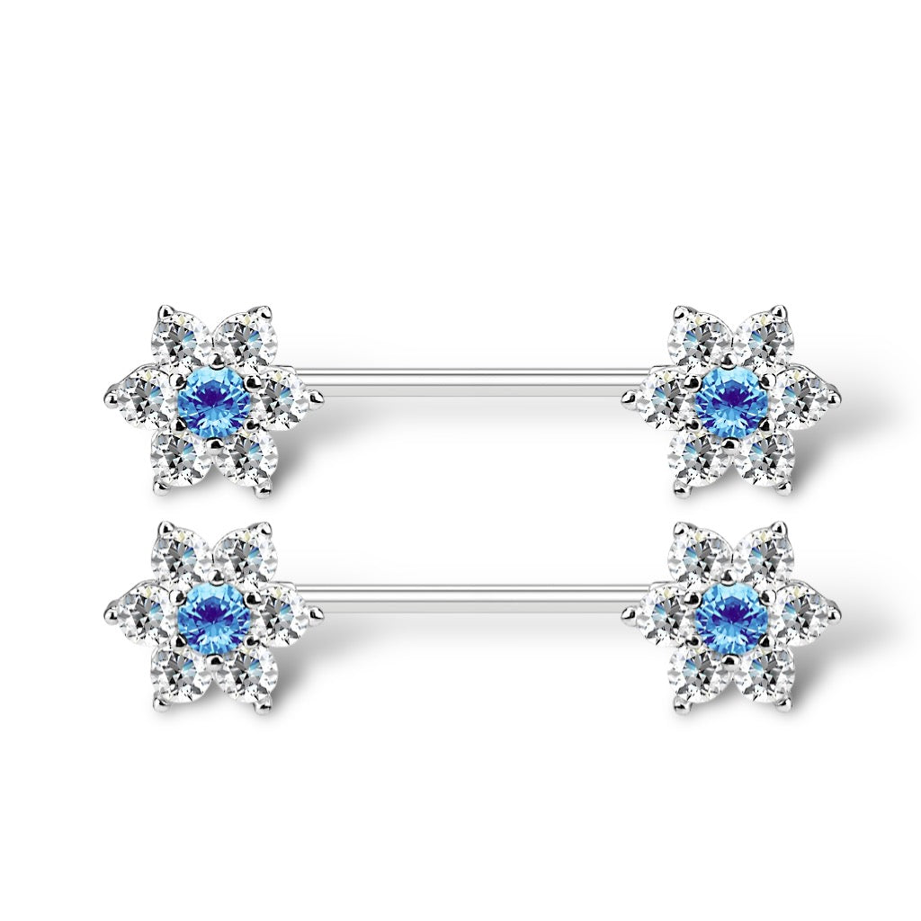 Surgical Steel 14 Gauge Nipple Barbell with CZ Flower Kitty Cat - Pair - photo 8