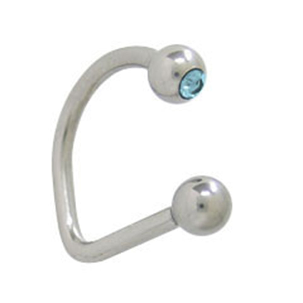 Surgical Steel 16 Gauge Labret Stud with Light Blue CZ Lippy Loop