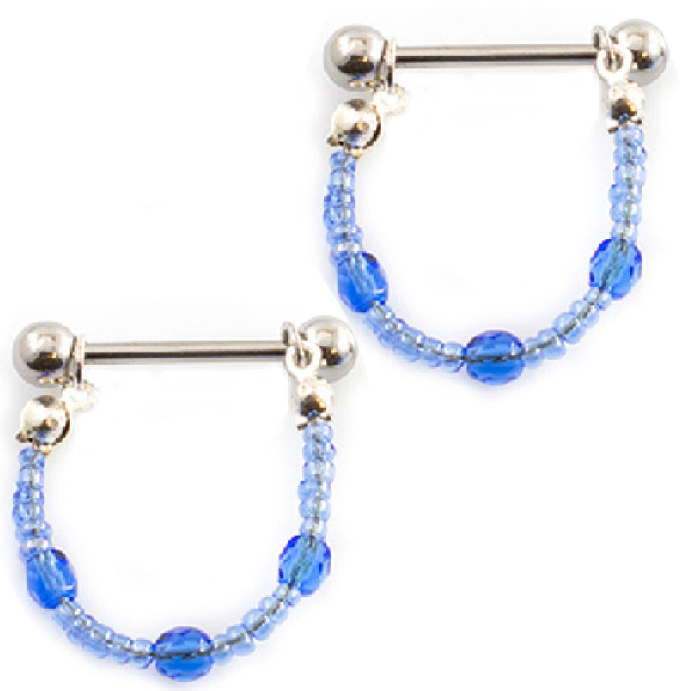 Surgical Steel 14 & 16 Gauge Nipple Barbell with Chain Dangle - Pair - photo 10