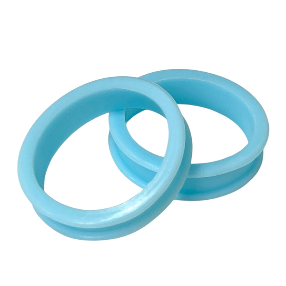 Soft Silicon 4 to 1 5/8" Inch Plugs with Light Blue Silicone - Pair